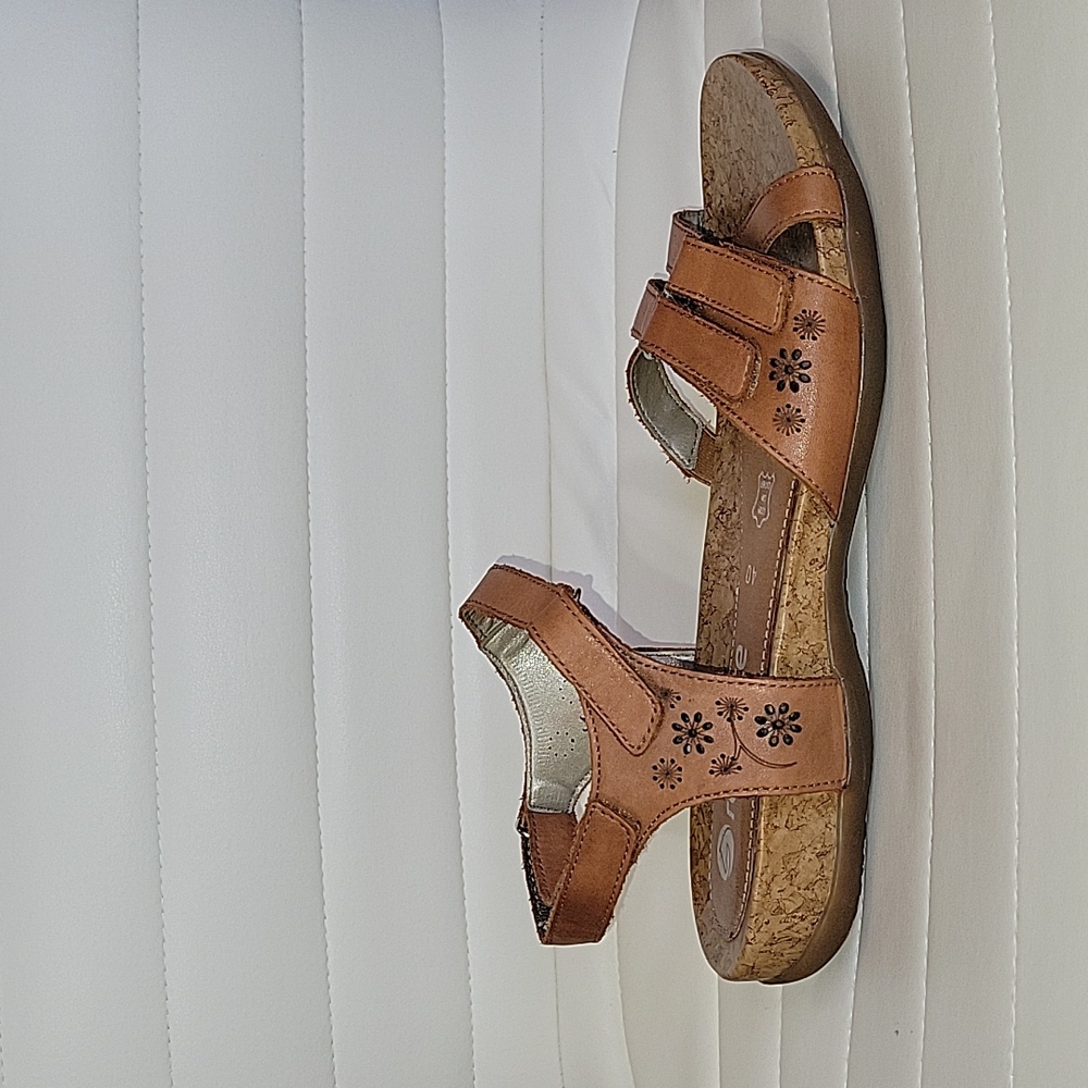 Remonte by Rieker Wedge Brown Leather Sandals Sz. 40 - Picture 2 of 8